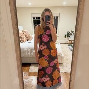LA DoubleJ Column floral-jacquard midi dress